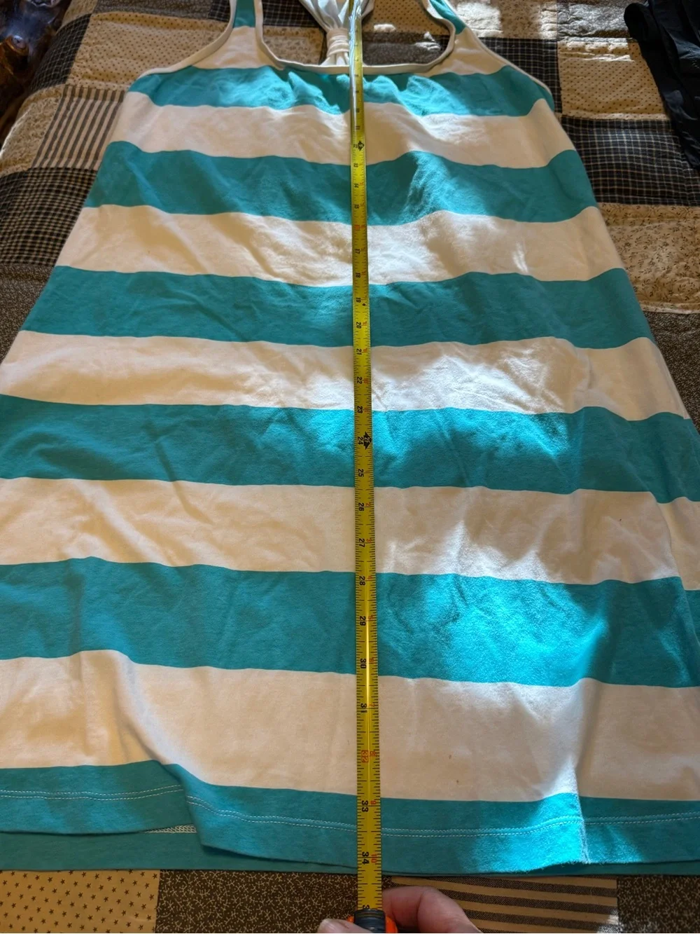 Tommy Bahama Turquoise and White Striped Swim Coverup